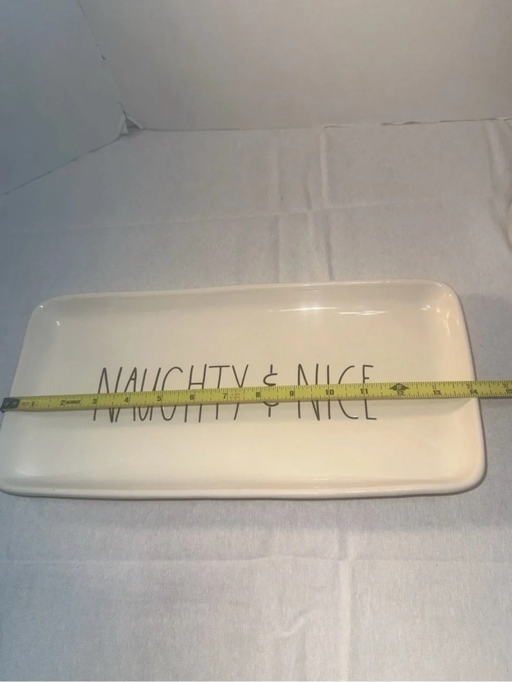 Rae Dunn Naughty & Nice Decorative Ceramic Tray - White